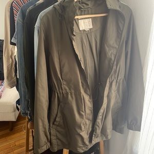 A New Day rain coat, lightly worn, khaki green size S